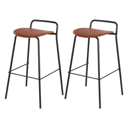 Set of 2 Bar Stools Kitchen Counter Stools Metal Brown