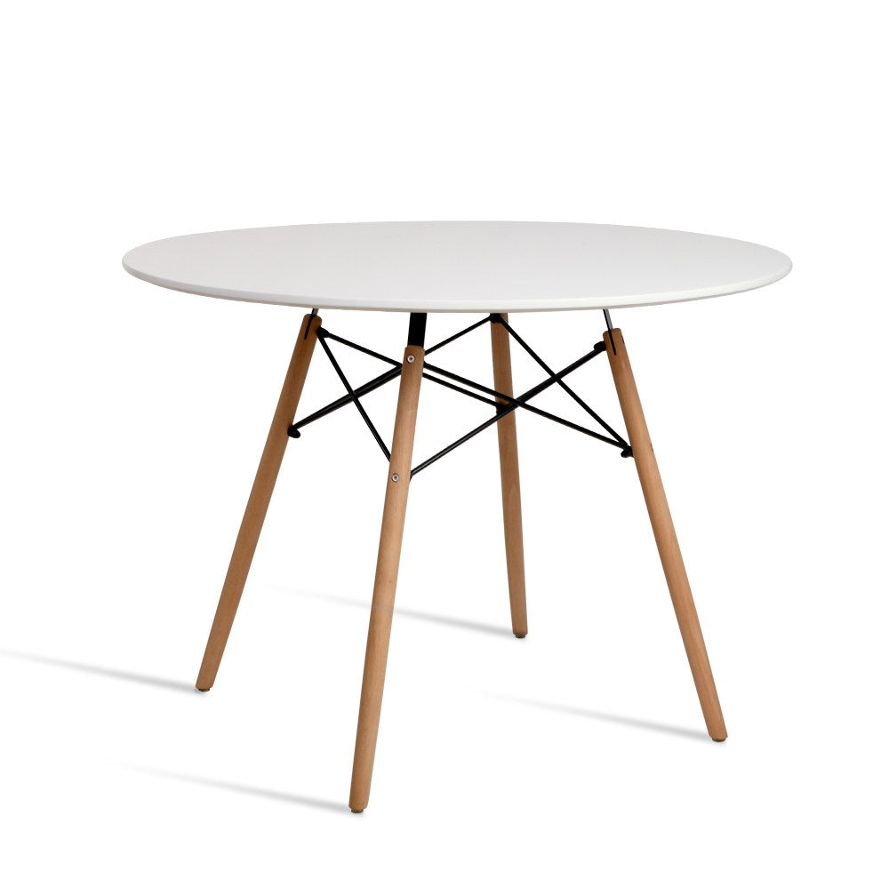 Round White 4 Seater Dining Table 100CM