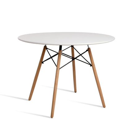 Round White 4 Seater Dining Table 100CM