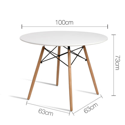 Round White 4 Seater Dining Table 100CM