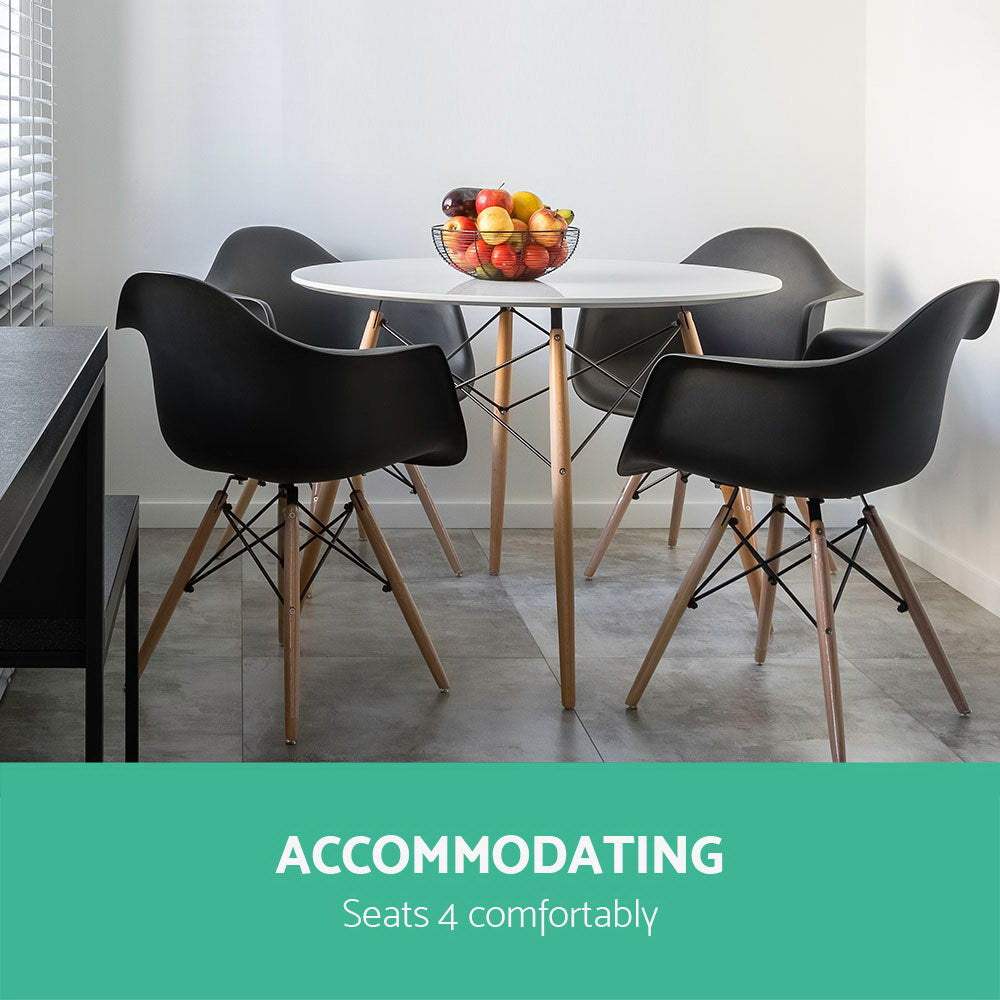 Round White 4 Seater Dining Table 100CM