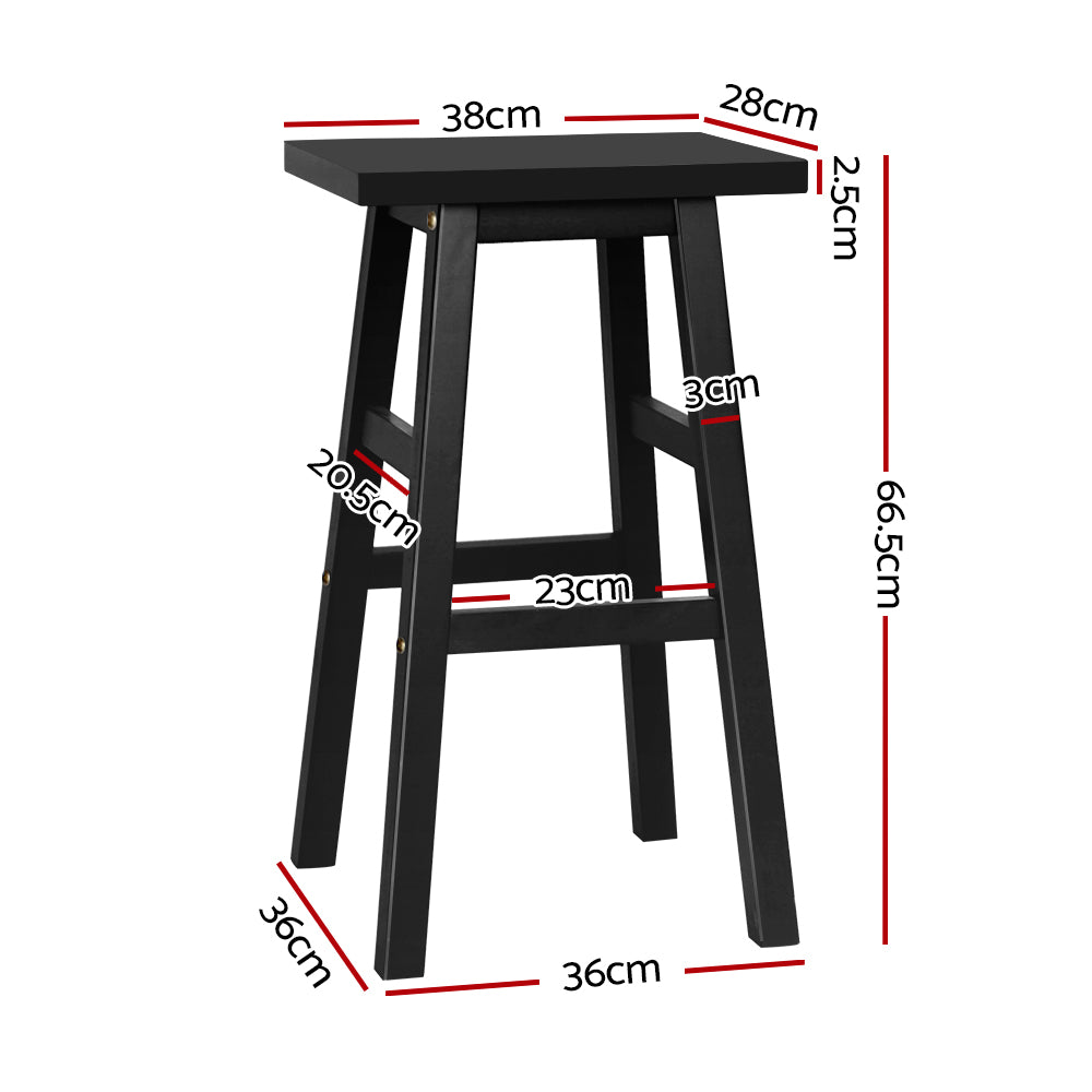 Set of 2 Baden Wooden Bar Stools - Black