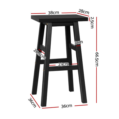 Set of 2 Baden Wooden Bar Stools - Black