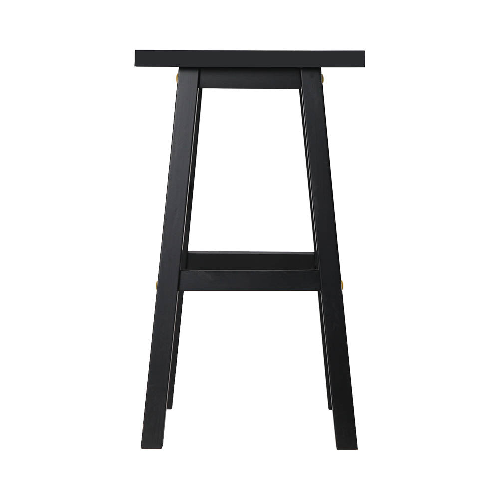 Set of 2 Baden Wooden Bar Stools - Black