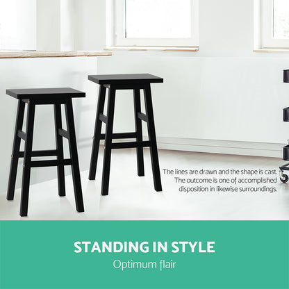Set of 2 Baden Wooden Bar Stools - Black