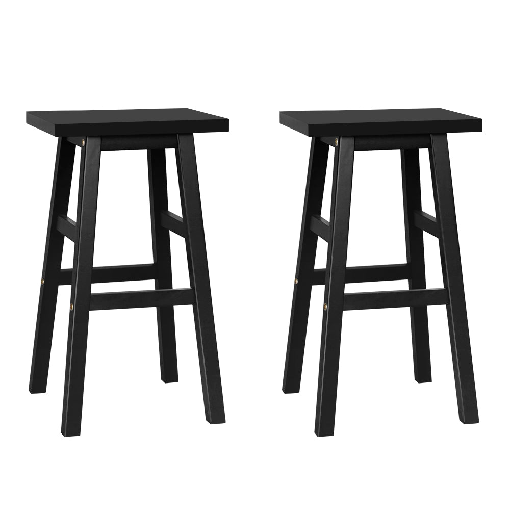 Set of 2 Baden Wooden Bar Stools - Black