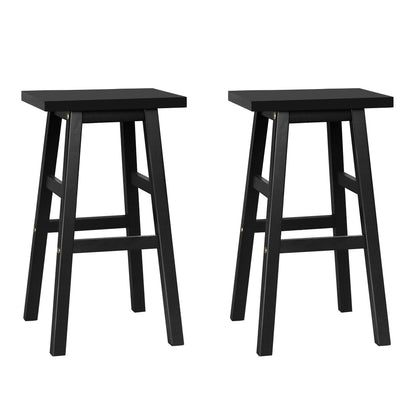 Set of 2 Baden Wooden Bar Stools - Black