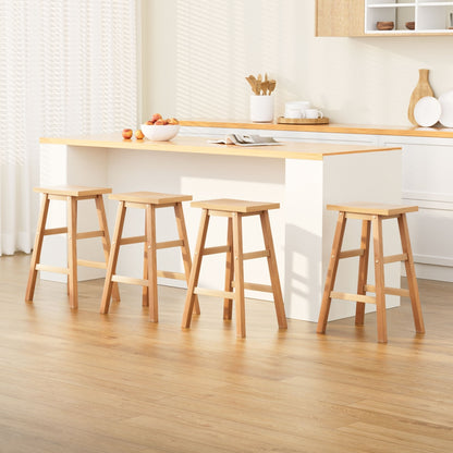 Set of 4 Baden Natural Wooden Bar Stools