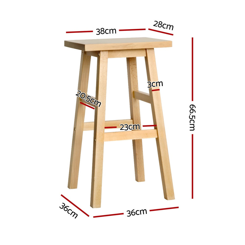 Set of 4 Baden Natural Wooden Bar Stools