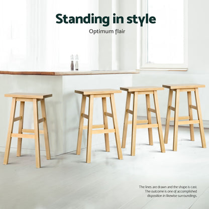 Set of 4 Baden Natural Wooden Bar Stools