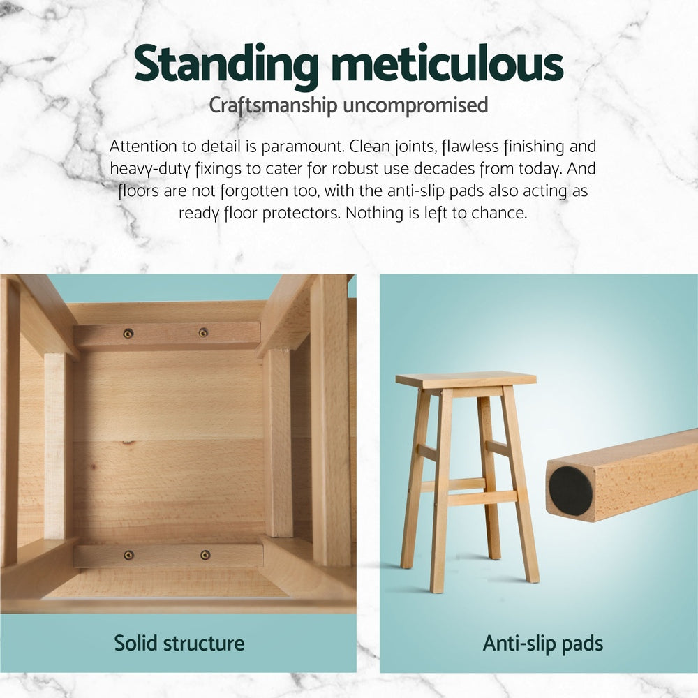 Set of 4 Baden Natural Wooden Bar Stools