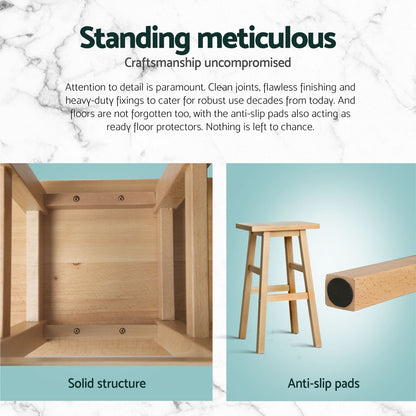 Set of 4 Baden Natural Wooden Bar Stools