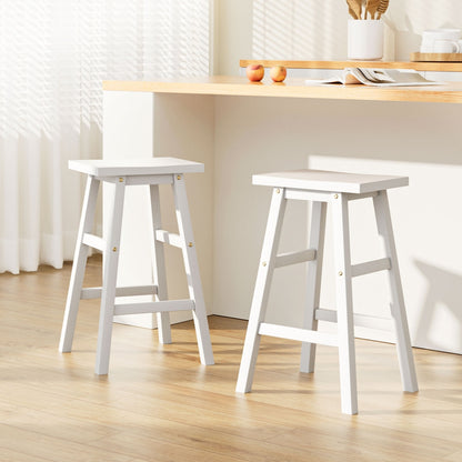 Set of 2 Baden Wooden Bar Stools - White