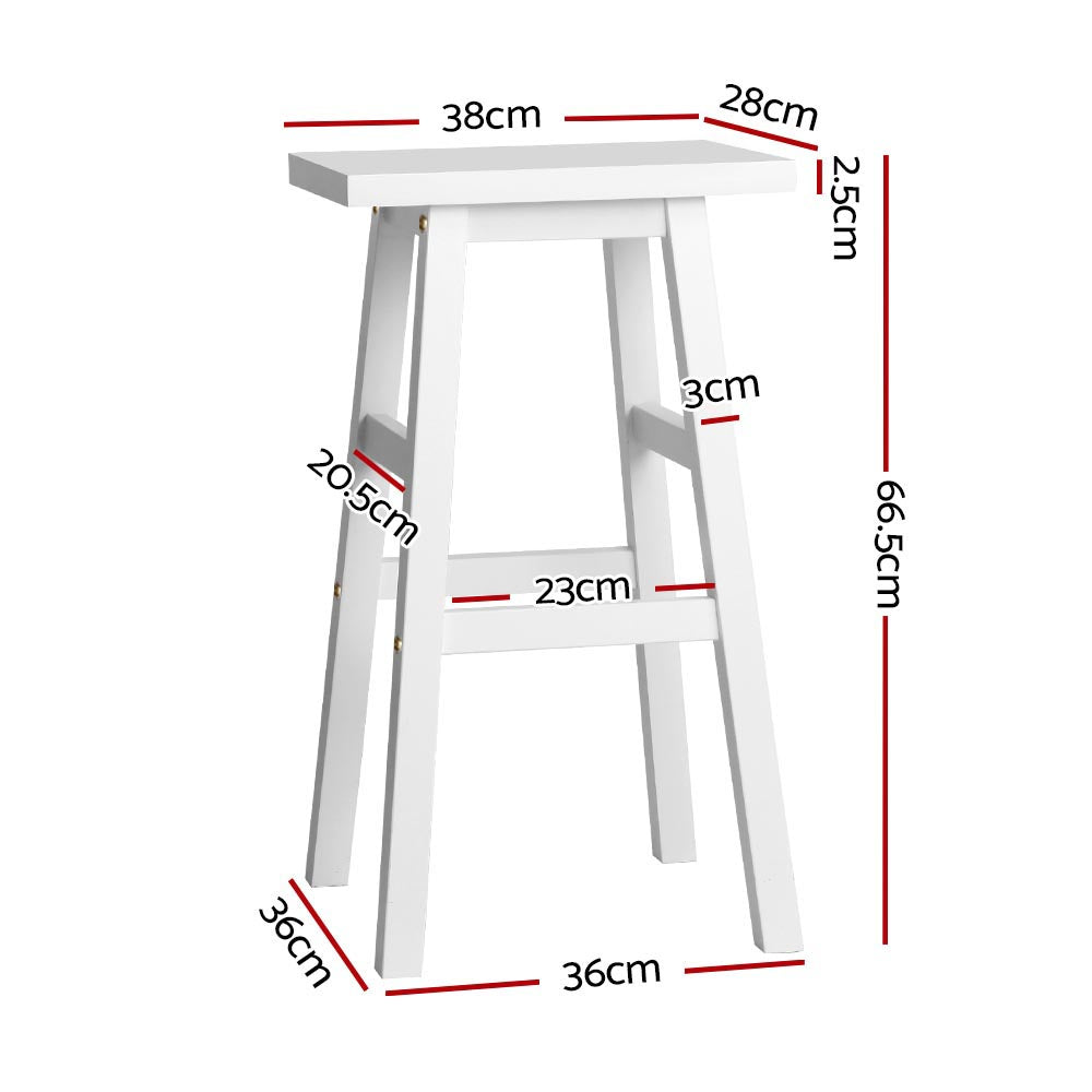 Set of 2 Baden Wooden Bar Stools - White