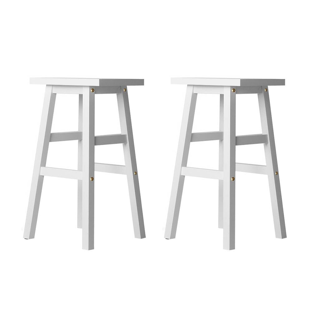 Set of 2 Baden Wooden Bar Stools - White