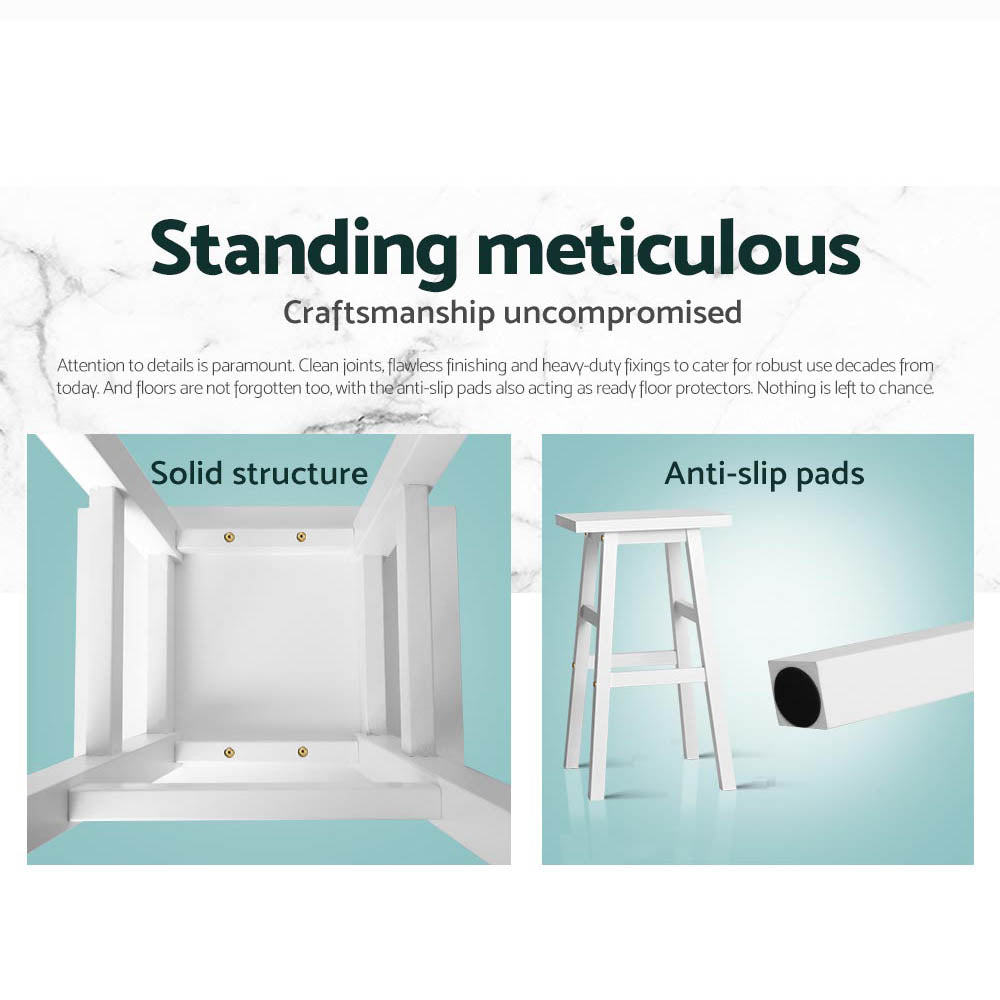 Set of 2 Baden Wooden Bar Stools - White