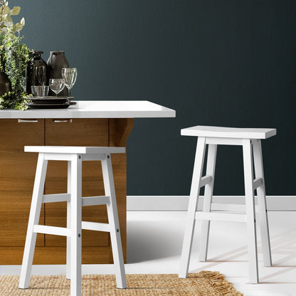Set of 2 Baden Wooden Bar Stools - White