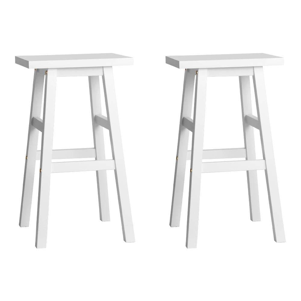 Set of 2 Baden Wooden Bar Stools - White