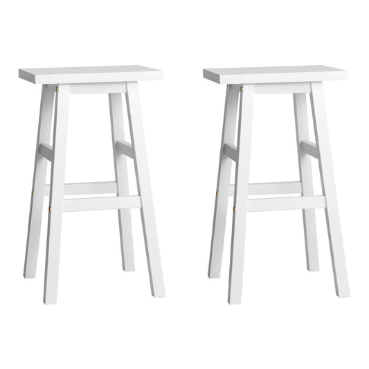 Set of 2 Baden Wooden Bar Stools - White