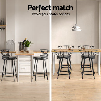 Set of 2 Vanny Bar Stools Swivel Metal Chairs