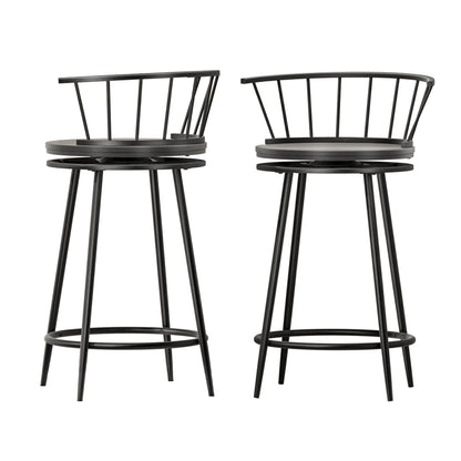 Set of 2 Vanny Bar Stools Swivel Metal Chairs