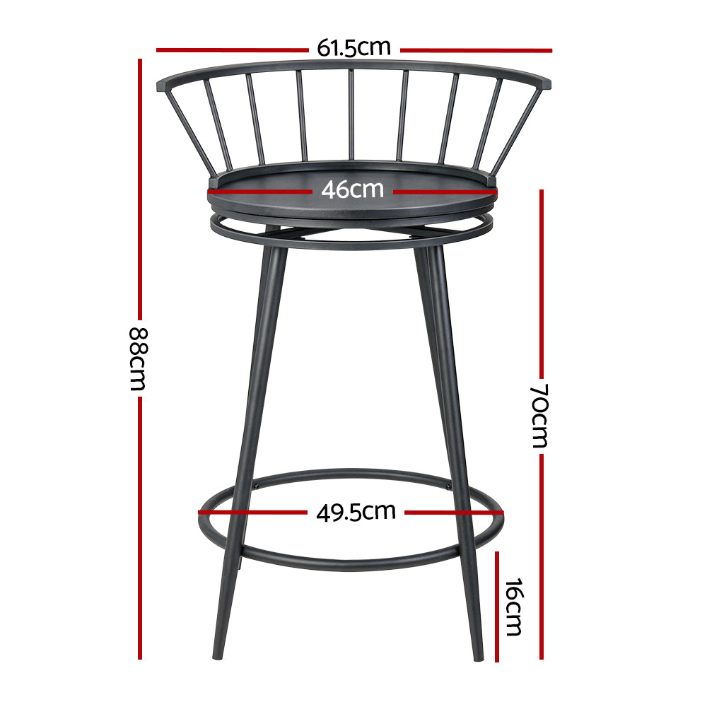 Set of 2 Vanny Bar Stools Swivel Metal Chairs