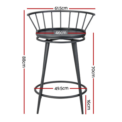 Set of 2 Vanny Bar Stools Swivel Metal Chairs