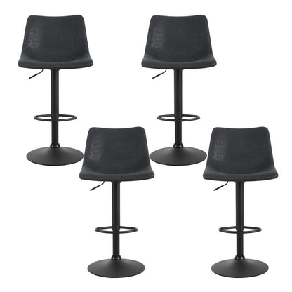 Set of 4 Jovy Vintage Leather Swivel Bar Stools - Black