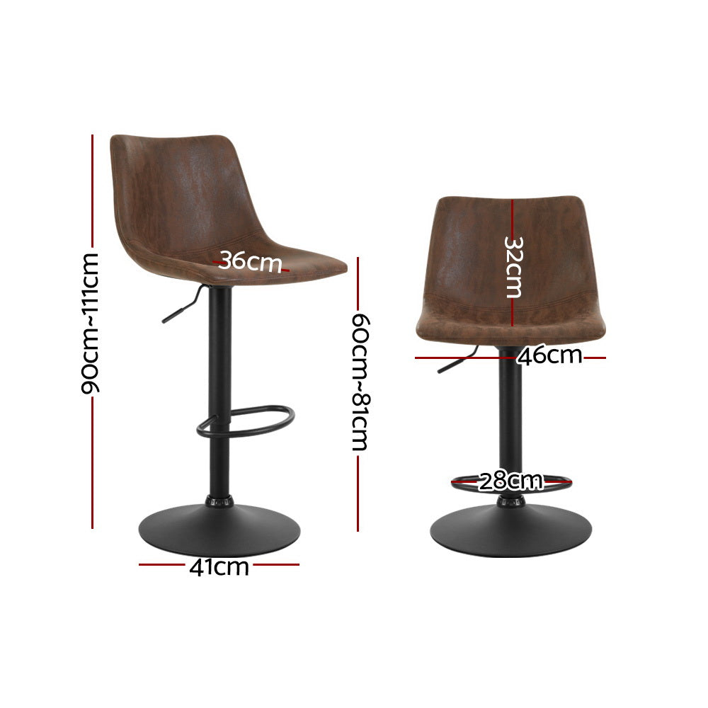 Set of 2 Vintage Swivel Bar Stools - Brown