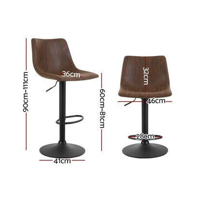 Set of 2 Vintage Swivel Bar Stools - Brown
