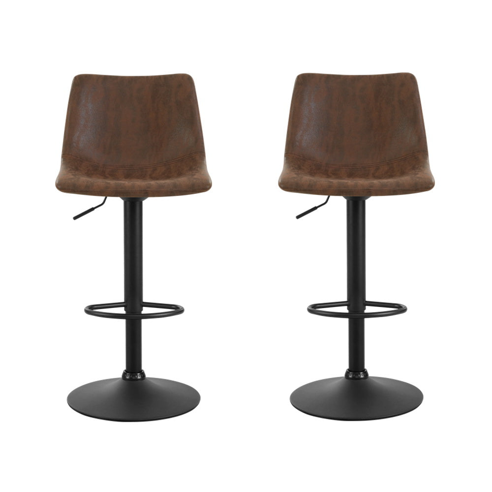 Set of 2 Vintage Swivel Bar Stools - Brown