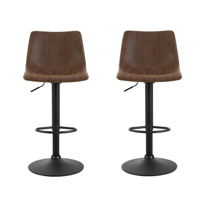 Set of 2 Vintage Swivel Bar Stools - Brown