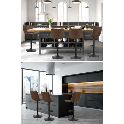 Set of 2 Vintage Swivel Bar Stools - Brown