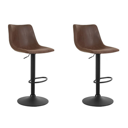 Set of 2 Vintage Swivel Bar Stools - Brown
