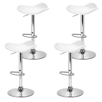 Set of 4 Leather Bar Stools - White
