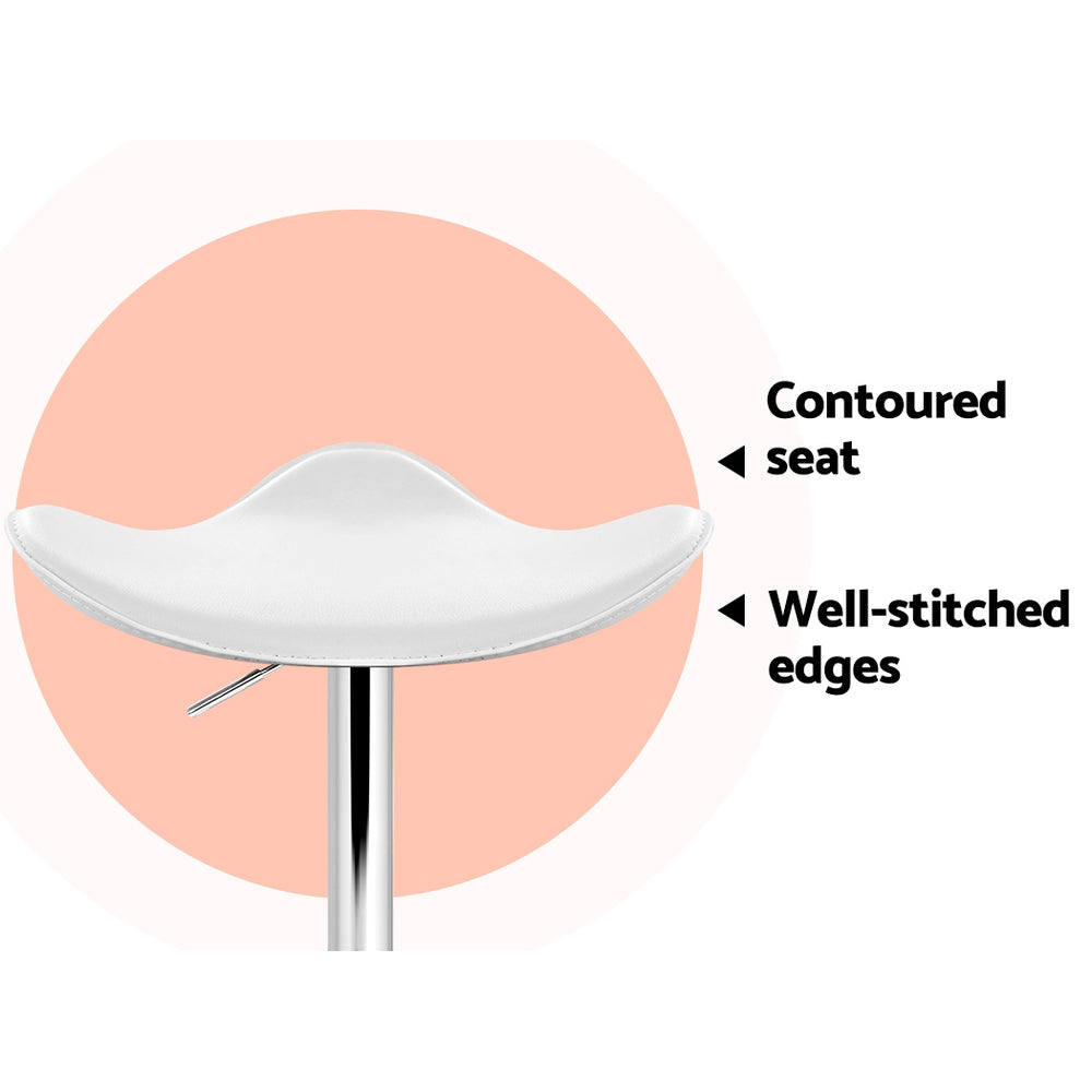 Set of 4 Leather Bar Stools - White