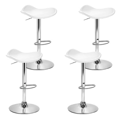 Set of 4 Leather Bar Stools - White