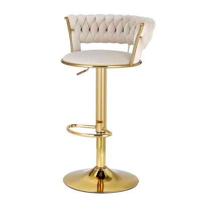 Set of 2 Vivien Velvet Bar Stools - Ivory