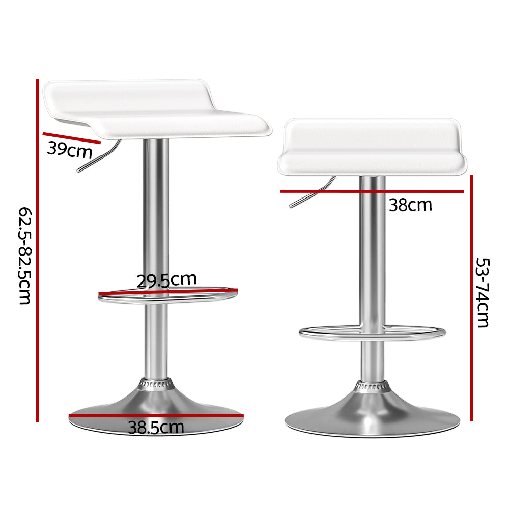 Set of 2 Wade Bar Stools Faux Leather Chair White