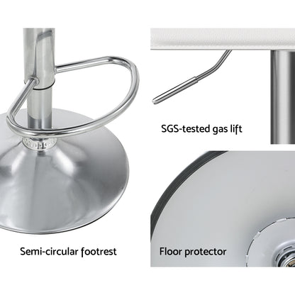 Set of 2 Wade Bar Stools Faux Leather Chair White