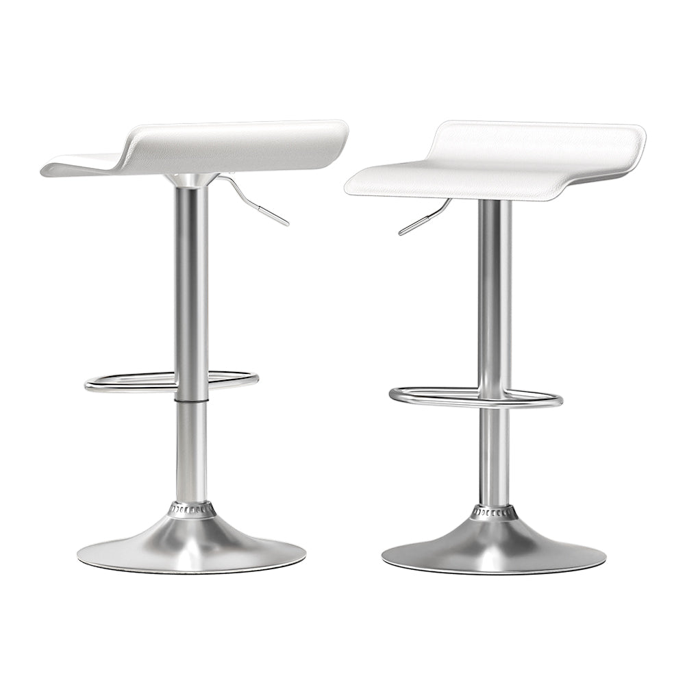 Set of 2 Wade Bar Stools Faux Leather Chair White