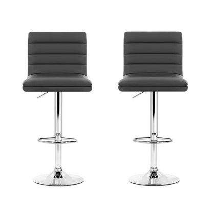 Set of 2 Arne Padded Leather Bar Stools - Grey