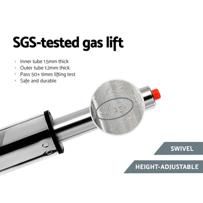 Set of 2 Arne Padded Leather Bar Stools - Grey