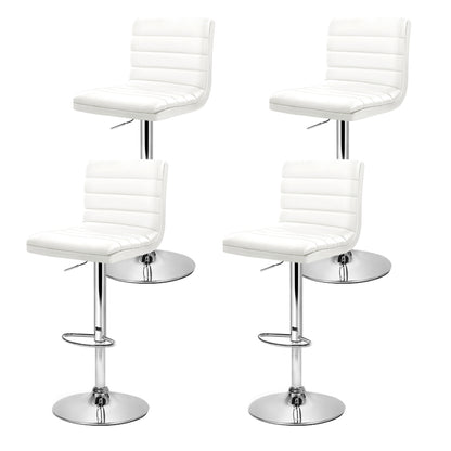 Set of 4 Leather Padded Bar Stools - White