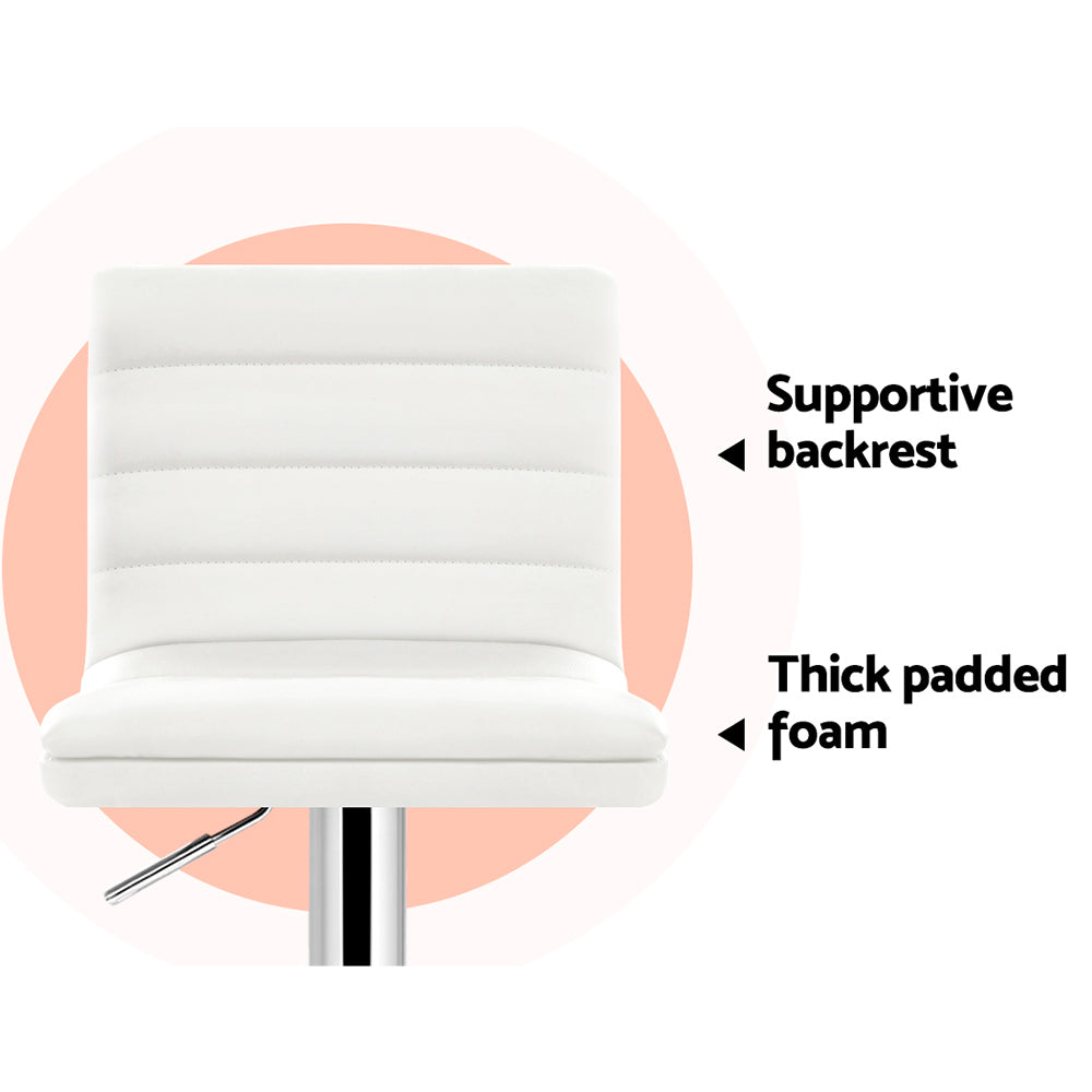 Set of 4 Leather Padded Bar Stools - White