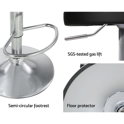 Set of 2 Nuvo Bar Stools PU Leather Gas Lift Black