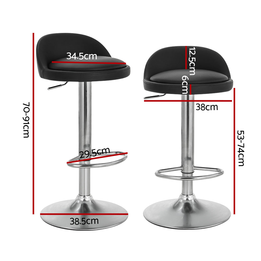 Set of 4 Nuvo Leather Bar Stools - Black