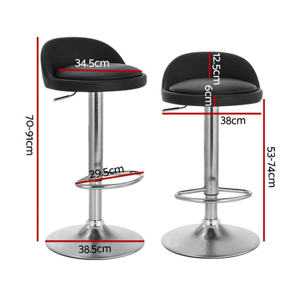 Set of 4 Nuvo Leather Bar Stools - Black