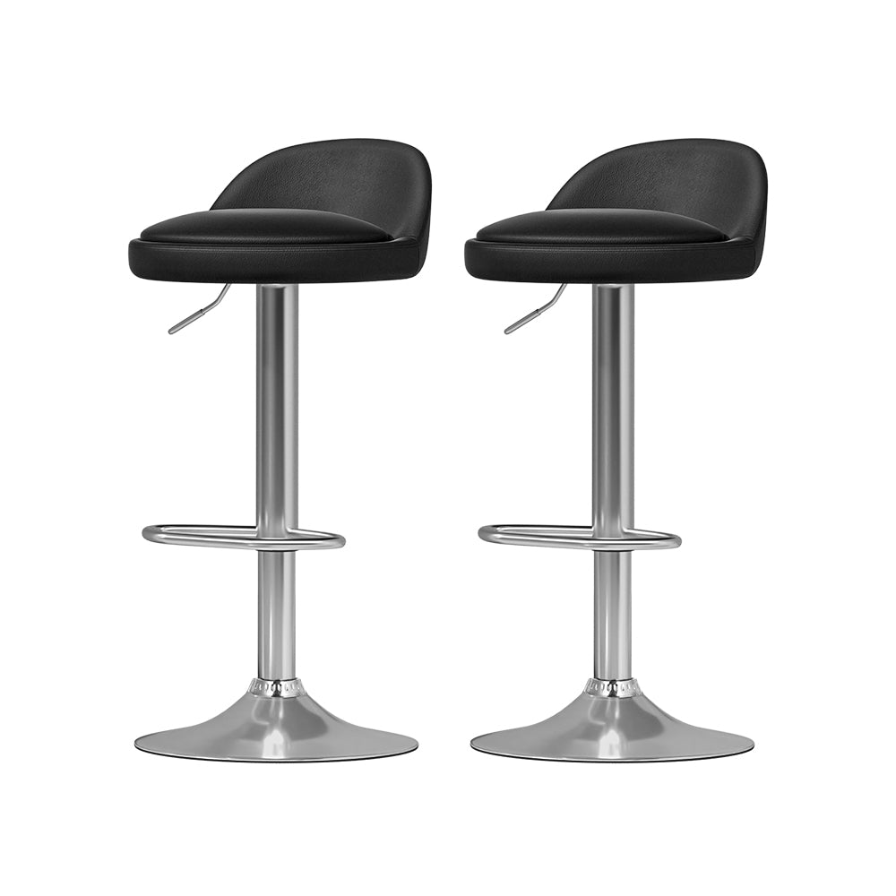Set of 4 Nuvo Leather Bar Stools - Black