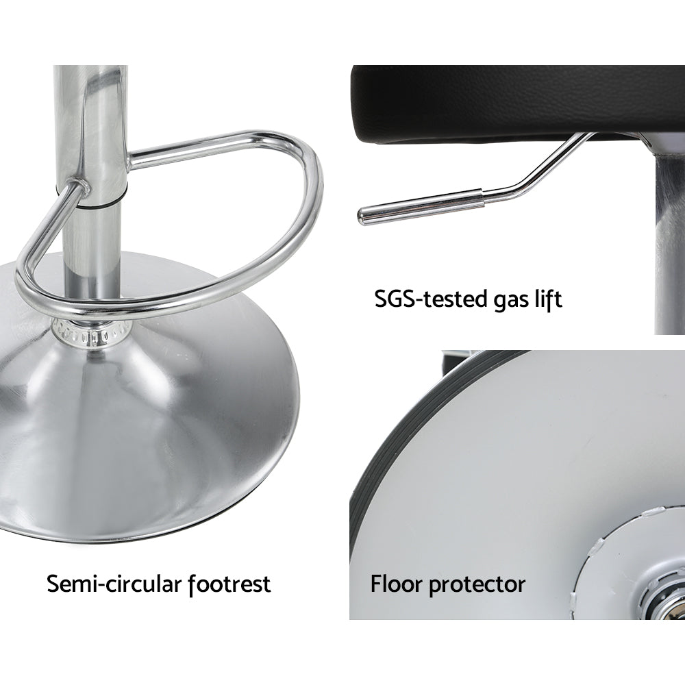 Set of 4 Nuvo Leather Bar Stools - Black